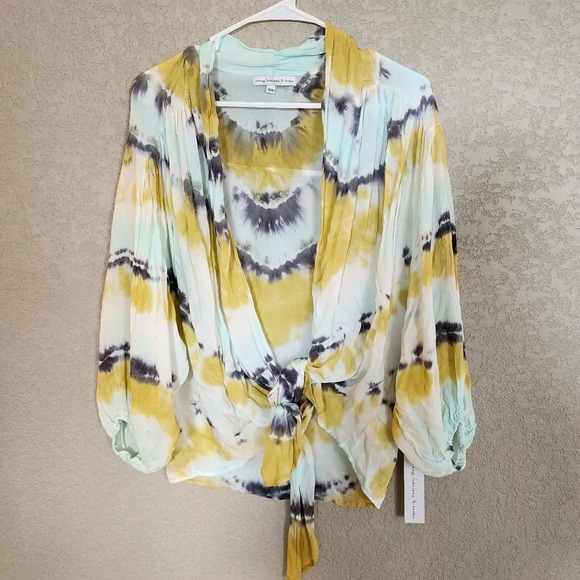 Young fabulous and broke tiedye front tie top size XS oversized style Nww - Picture 2 of 6